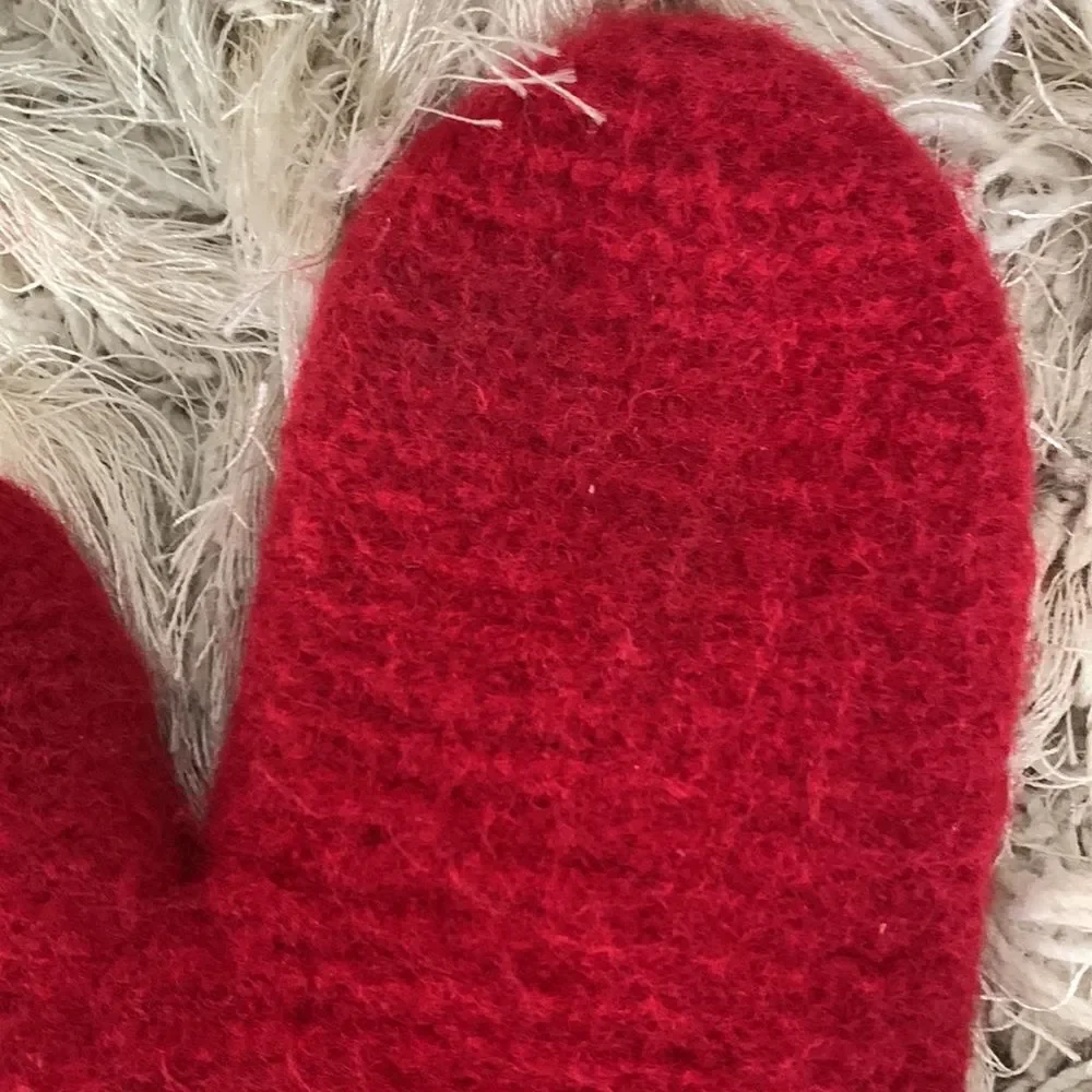 Handmade Red Felted Wool Mittens